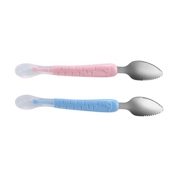 2pcs Feeding Spoons Set - Fruit Puree Scoop and Scraping Spoon for and Kids
