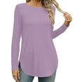 thumbnail image 2 of AherBiu Long Sleeve Shirts for Women Winter Fall Casual Crewneck Basic Layer Tops Tees Comfy Stretchy Blouse, 2 of 6