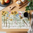 thumbnail image 2 of Sunflower Placemats Set of 6 Summer Botanical Pastoral Wooden Yellow Green Place Mats Indoor Wipeable Table Mats Washable Cloth Dining Table Placemats for Kitchen Holiday Party Home Decor 13x19 Inch, 2 of 9