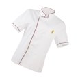 thumbnail image 1 of Destyer Rouge Hommes Femmes Chef Uniforme à Simple Poitrine Cuisinier Manteau Manches Courtes Style Durable A 1Set, 1 of 6