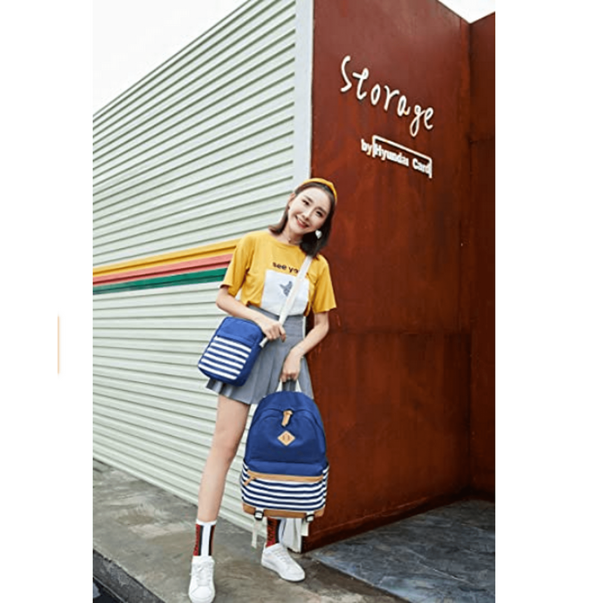 Hengyun1 Backpack Girls School girls School Bags Set Bookbags Shoulder Bag Pouch 3 In 1 Color Blue