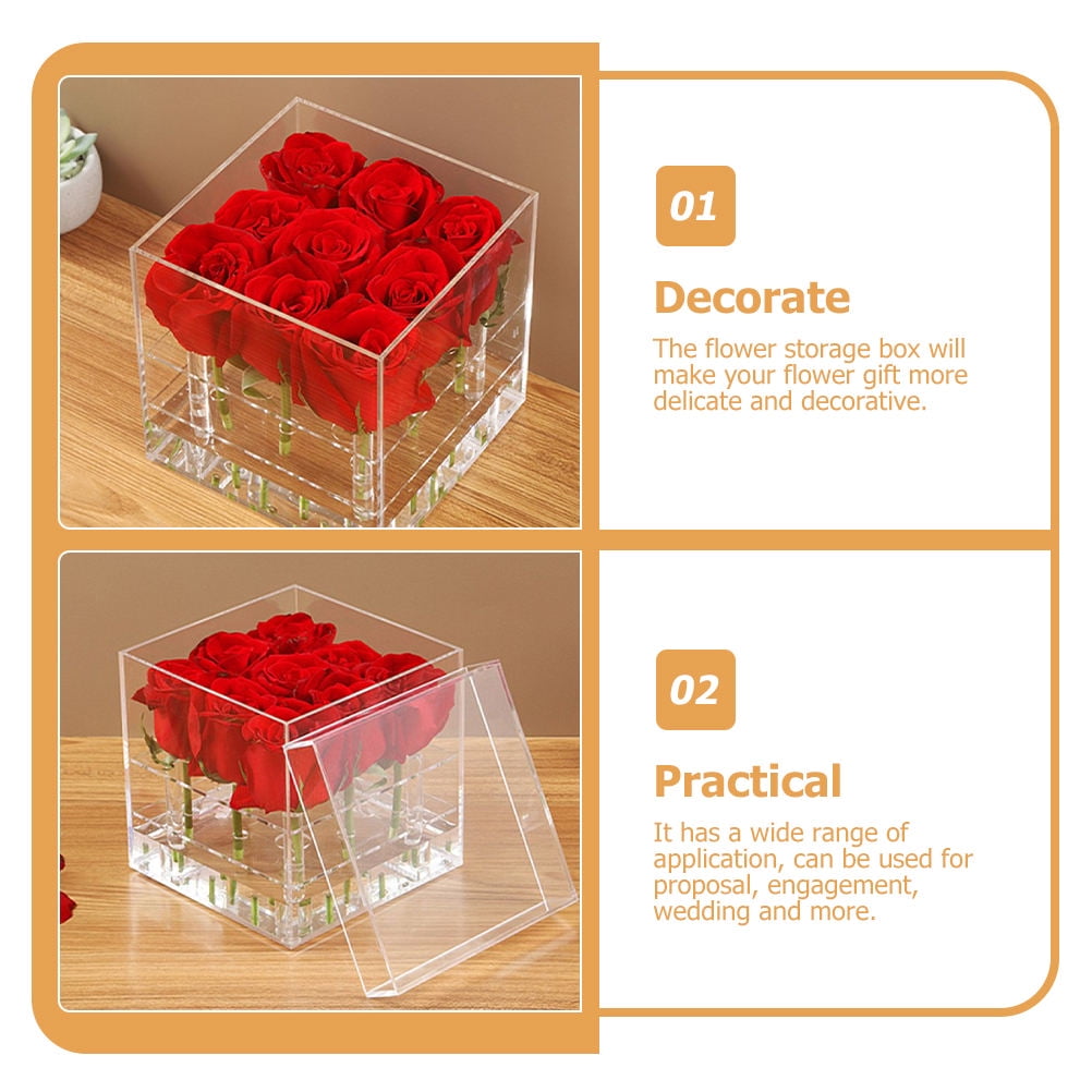 ULTNICE Transparent Eternal Flower Case Acrylic Transparent 1Pcs Flower Storage for Women