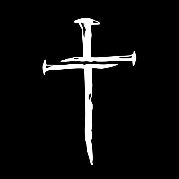Cross of Nails Christian Decal Vinyl Car Sticker Religious Faith Symbol for Window, Truck, Laptop, Wall (5.5" x 3.5")