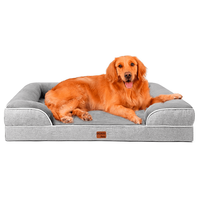 Cama ortopédica para Perro Grande, Impermeable, de Espuma viscoelástica, Bordes elevados, Antideslizante Abajo, sofá Cama, Funda extraíble Lavable (Gris, Extra Grande)