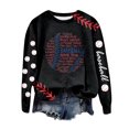 thumbnail image 4 of Puliio Womens Sweatshirt Fasion Baseball Print Long Sleeve Round Neck Casual Game Sweatshirt Hoodless Loose Fit Tunic Tops Lightweight Pullover Sweatshirts, 4 of 5