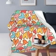 thumbnail image 4 of LNWH Colorful Groovy Love Pattern Throw Blanket, Flannel Sofa Blankets for All Seasons, 50"x40", 4 of 8