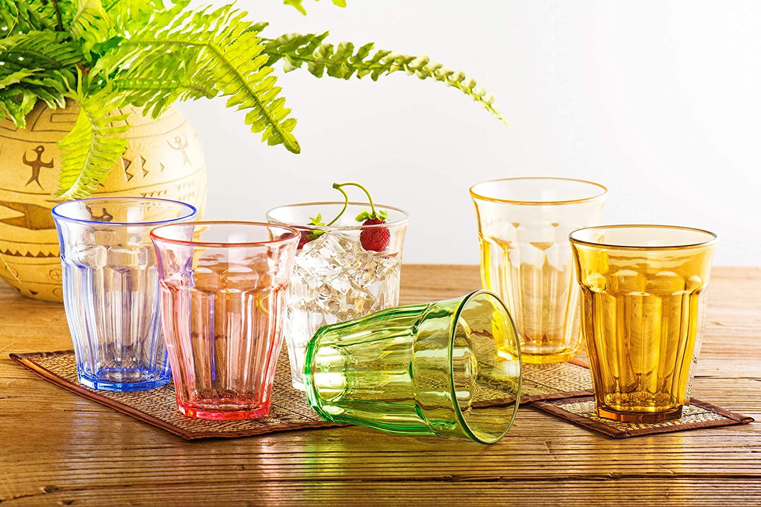 Glass Tumblers Short Drinking Glasses Set of 6 Drinks Water Juice