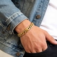 thumbnail image 6 of Men’s Stainless Steel Cuban Link Bracelet, Curb Chain Bracelet for Men, Trendy & Durable Jewelry Gift Gold 8 mm, 6 of 8