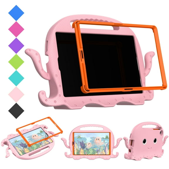SaniMore for Samsung Galaxy Tab A7 Lite (SM-T220/T225) Kids Waterproof Case, EVA Foam Cover with Shoulder Strap Screen Protector Pencil Holder Kickstand & Holder Shockproof Protective Shell, Pink
