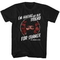 thumbnail image 1 of Silence Of The Lambs Friend For Dinner Black Adult T-Shirt, 1 of 2