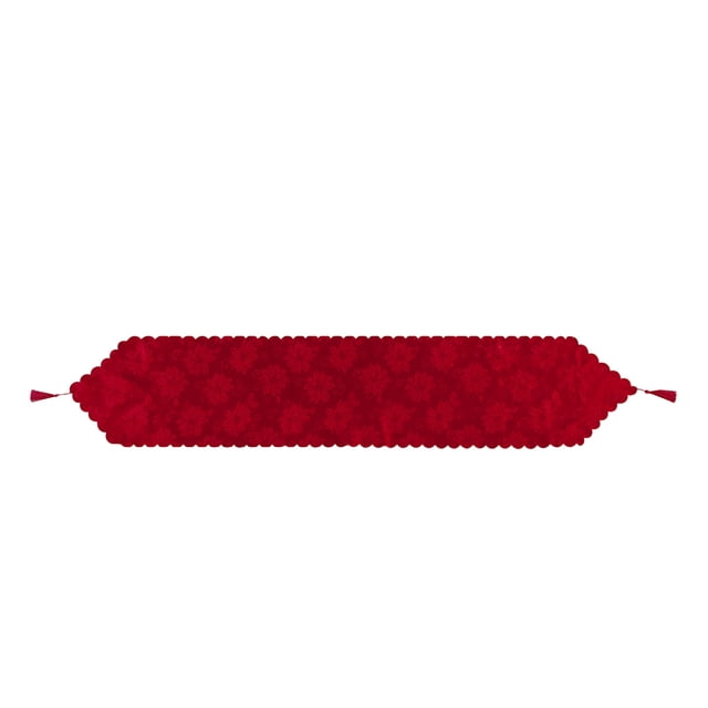 Chemin de Table Rouge de Noël pour Salle à Manger 1 Pce 70.87x13.39 Po Polyester Blanc Rouge Décoration Festive de Vacances Protection pour Repas Fêtes Réutilisable