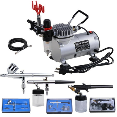 3 Multi-purpose Professional Airbrush Kit Compressor Dual-action Spray Air Brush Set Tattoo Nail (Best Airbrush Kit For Shoes)