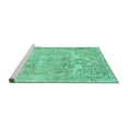 thumbnail image 2 of Ahgly Company Machine Washable Indoor Square Abstract Turquoise Blue Modern Area Rugs, 4' Square, 2 of 4