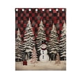 thumbnail image 4 of Christmas Snowman Grids Curtains Black Out Curtains for Sliding Glass Doors Bedroom Living Room Bathroom 2 Panels Set, 4 of 5