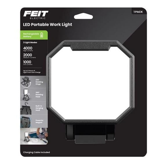 Feit Electric 3016260 4000 Lumen LED Rechargeable Stand Folding Worklight