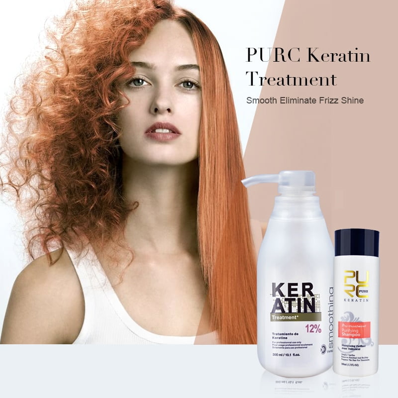 PURC Brazilian Keratin 12 300ml Formalin Treatment Nourishing Leave In Hair Mask And Purifying Shampoo Hair Care Set