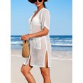 thumbnail image 5 of charmo essentials Short Sleeve Beach cover-ups for Womens Side Split Botton One Piece Swimwear, 5 of 6
