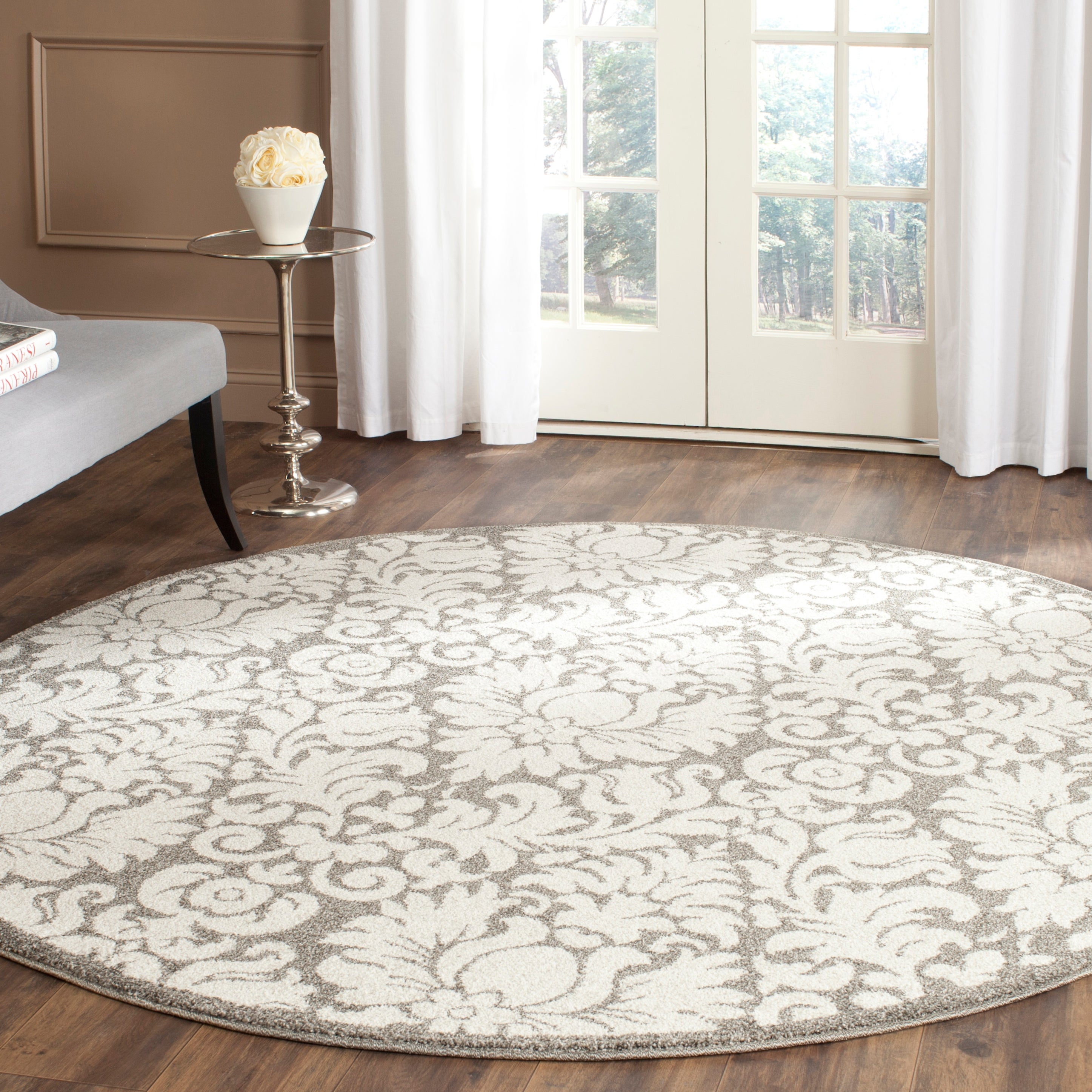 Safavieh Amherst Lucretia Modern Rug Dark Grey/Beige 9' x 9' Round 10