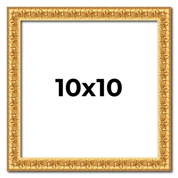 10x10 Frame Gold Real Wood Picture Frame Width 1 inches | Interior Frame Depth 0.5 inches | Edwina