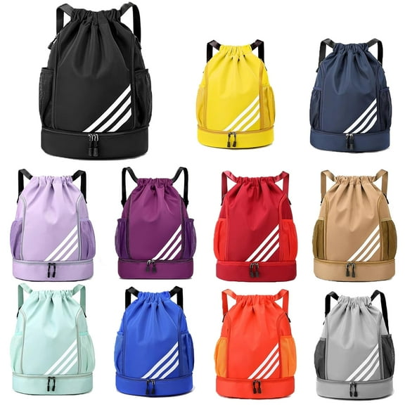 Fashion Sports Backpacks, Large Capacity Gym Bag, Drawstring Sports Bag, Football Bag, Adjustable Waterproof Sports Backpack with Ball Compartment Bottom Compartment for Women Men Junior (Black)