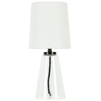 Evelyn&Zoe Quimby 15.75" Tall Mini Lamp with Fabric Shade, Seeded Glass/White