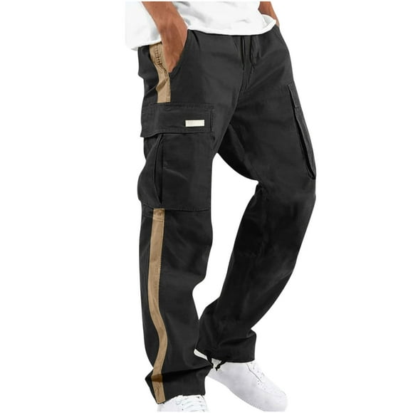 RKSTN Mens Cargo Pants Relaxed Fit Sport Pants Jogger Sweatpants Drawstring Outdoor Patchwork Trousers with Pockets