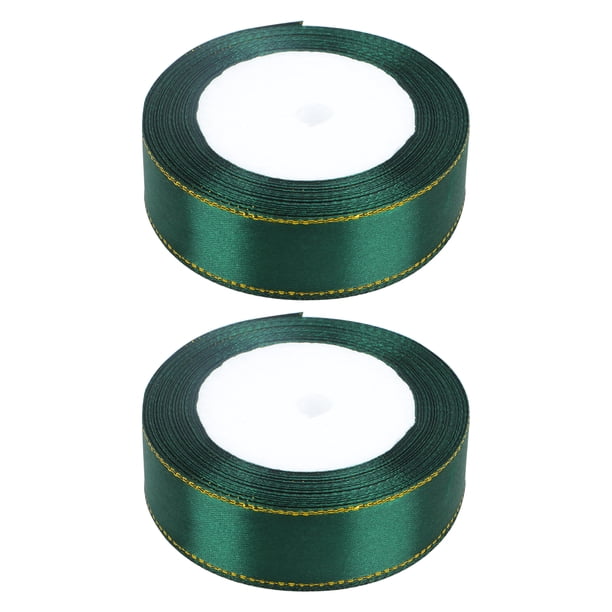 2 Rollos de 22 metros Chic Cintas de envoltura de regalos Tira de regalo Decorativo Riband Festival presenta suministros de bricolaje para el banquete de boda (verde oscuro)