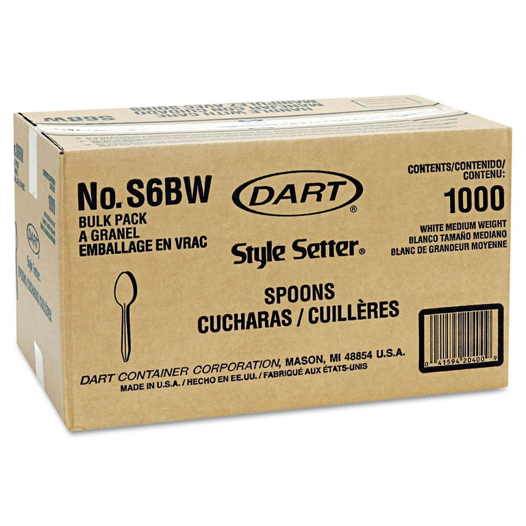 Style Setter Mediumweight Plastic Teaspoons, White, 1000/Carton Style Setter Mediumweight Plastic Teaspoons, White, 1000/Carton
