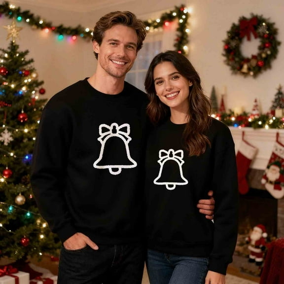 Matching Christmas Sweatshirts Unisex Merry Christmas Couples Outfits Long Sleeve Shirts Crewneck Pullover Winter Fleece Sweaters Xmas Funny Holiday Sweatshirt Gifts