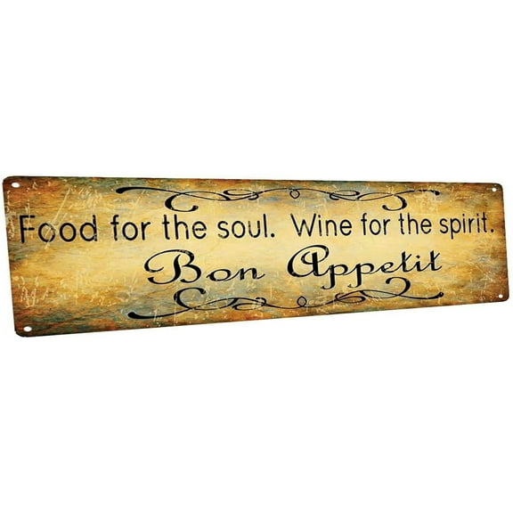 Bon Appetit Metal Sign Wall Decor for Kitchen and Dinning Room 4"x16"