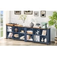 thumbnail image 6 of Joaxswe 6-Cube Storage Organizer, 3-Tier Farmhouse Bookshelf, Wood Display Bookcase for Living Room, Bedroom, Office, Navy Blue, 6 of 7