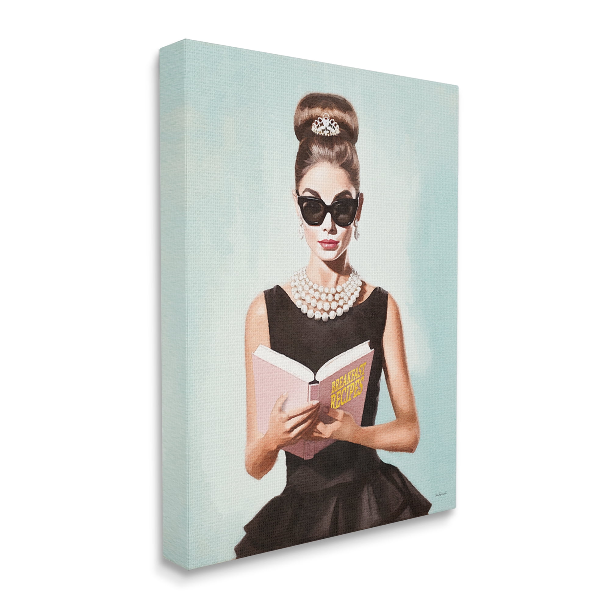 Stupell Industries Girl in Dress Reading Literature & Flim Painting Gallery Wrapped Canvas Art Print Wall Art, 24 x 30