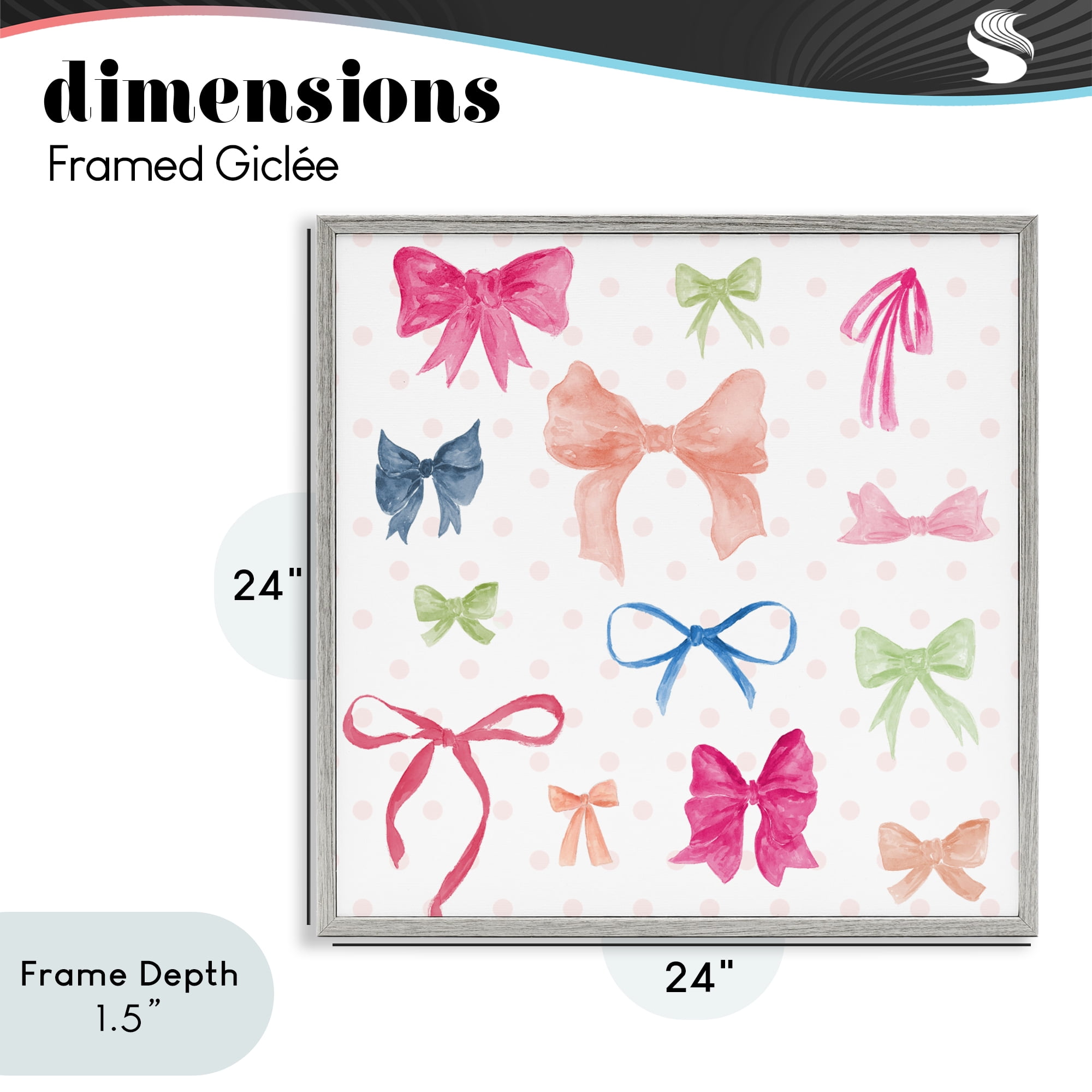 Stupell Industries Colored Bows on Plaid Gray Framed Giclee Art, design by Lucille Price