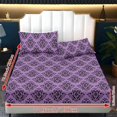 thumbnail image 6 of Garronmavis Purple Damask Pattern Twin Size Bedding Set, 3 Piece Soft Breathable Fitted Sheet & 2 Pillow Shams, Wrinkle Resistant Vintage Bed Cover for Bedroom Guest, 6 of 7