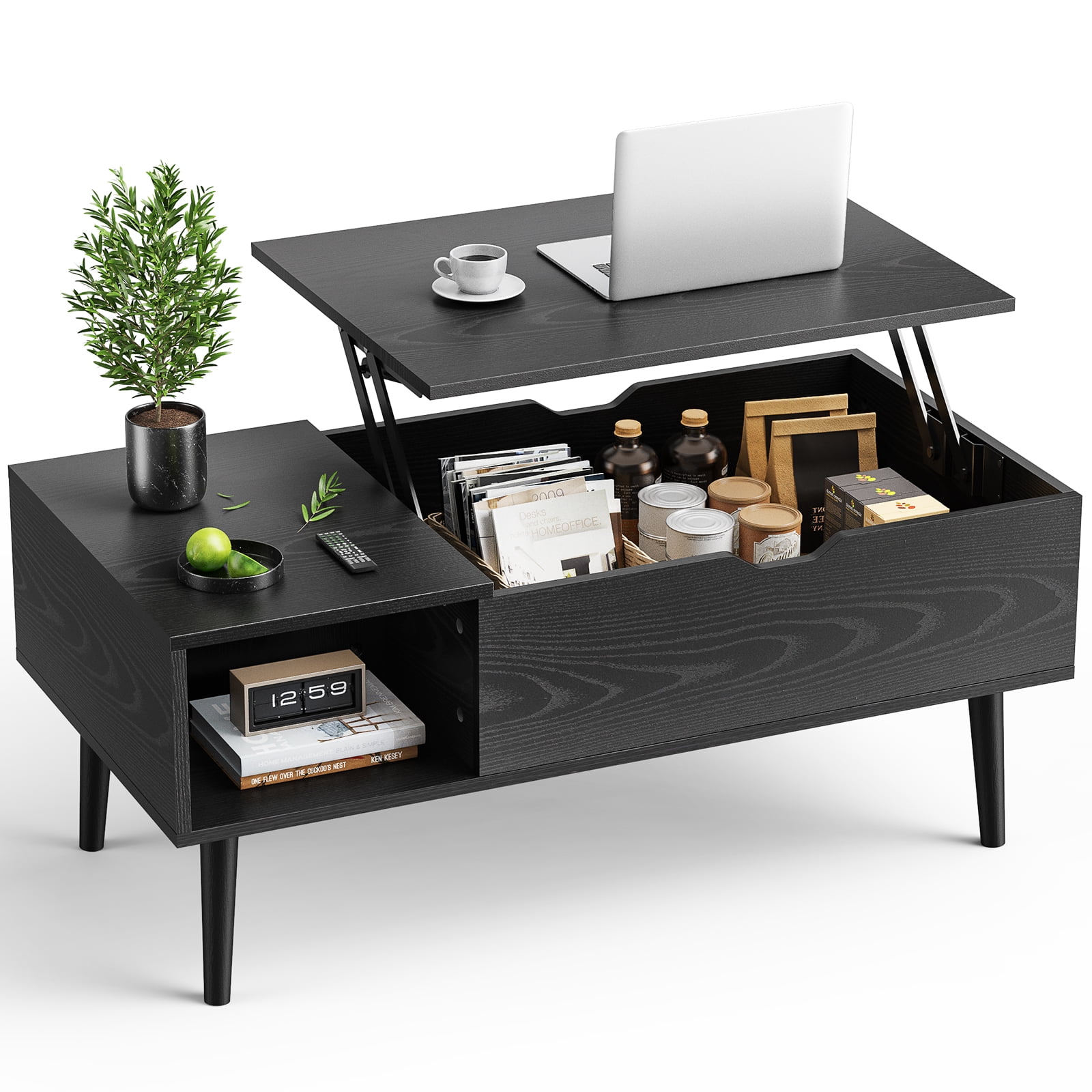 EDX Modern Lift Top Coffee Table with Hidden Storage Compartments ...