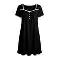 thumbnail image 5 of qolati Nightgowns for Women Lace Trim Sleep Shirts Short Sleeve Night Shirts Comfy Soft Night Gown Ruffled Hem A Line Flowy Sleep Dress With Pockets, 5 of 6