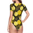 thumbnail image 4 of Naloa Geometric Pattern with Bee Women's Short-Sleeved Onesie, One-Piece Swimsuit for Parties, dates, clubs - Large, 4 of 9
