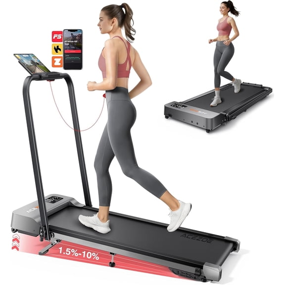 2-in-1 Foldable Treadmill with 3-Level 10% Incline, Walking Pad for Home Small Office, Compact Portable Under Desk Treadmill with Handle,Dual LED Display, APP & Remote, 300 lbs Capacity