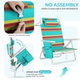 thumbnail image 5 of pirecart Folding Beach Chair, 5 Position Lay Flat Beach Chair with Cup Holder, Padded Headrest, Cooler Pouch, Storage Bag, Towel Bar, Orange, Yellow and Blue Stripes, 5 of 10