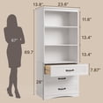 thumbnail image 3 of Bedroom Furniture Set, Asofer Queen Size Bed Frame with Headboard, 2 Nightstands, Bookcase & 7-Drawer Chest, White, 3 of 24