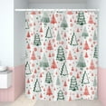 thumbnail image 3 of Christmas Shower Curtain, Pink Green Xmas Tree Pattern Snowflake Gifts Holiday Cute Cartoon Winter Bath Curtain Waterproof Fabric with Hooks for Home Decor, 72Wx72H, 3 of 6
