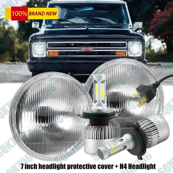 FOR 1967-1972 Chevy C10 Pair 7 inch LED Headlights Round DOT Approved Hi-Lo Lamp