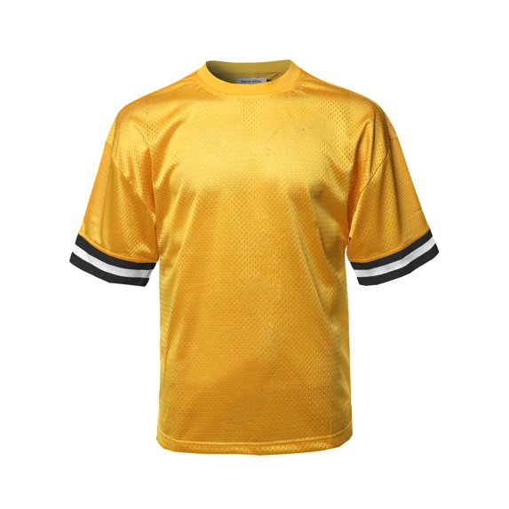 FashionOutfit Men's Casual Active Sports Round Neck Short Sleeve Mesh Stripe Jersey T-Shirt