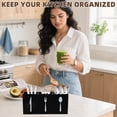 thumbnail image 5 of LZLINGMEI 1PC Acrylic Cutlery Storage Organizer,Silverware Countertop Knife Spoon and Fork Holder Kitchen,3 Section Tableware Storage Box for Cabinet Home Flatware Dining Room(Black), 5 of 7