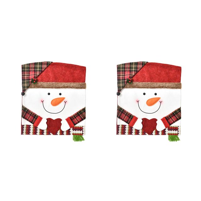 Inteprter Festival Feliz Navidad silla cubierta de tela silla de comedor funda decoración del banquete de boda cocina para habitación restaurante café No.02 2piezas Inteprter CBP183866