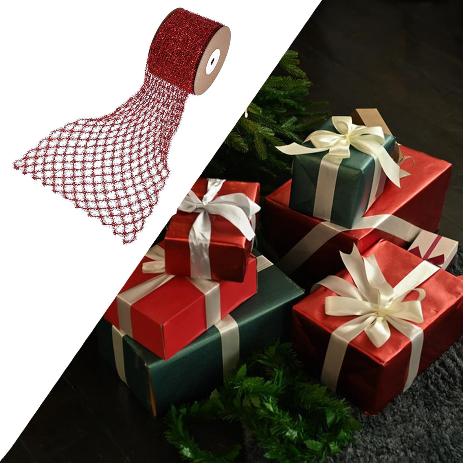 Yunhgft 1 Roll Glitter Wired Ribbon Home Decoration Stretchable Sparkling Trim Christmas