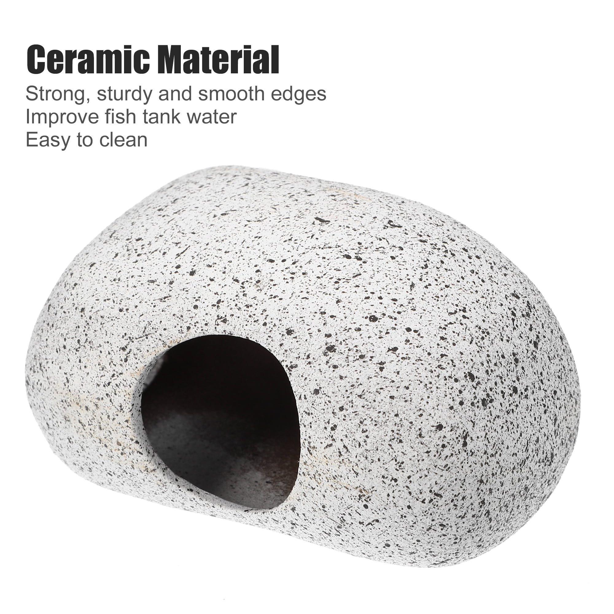 Unique Bargains 3.66x2.60x2.05in Aquarium Hideaway Rock Cave Ceramic Fish Tank Decor Gray