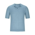 thumbnail image 4 of T-Shirt pour Hommes Grande Taille Polo Col en V Tricoté Texturé Été, 4 of 6