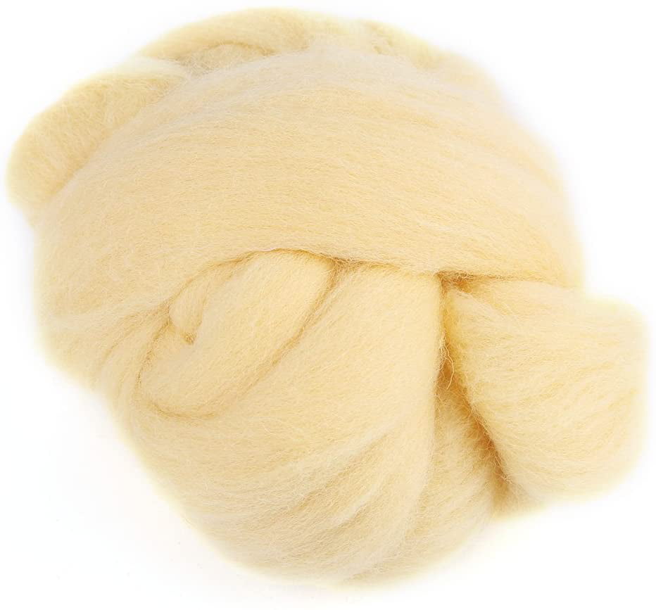 Wool Roving Needle Felting Wool Yarn Roving Wool Fibre Super Soft Hand Spinning DIY Craft Materials 55g White 