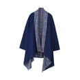 thumbnail image 3 of Cárdigan de hombre de mezcla de algodón, informal, étnico, con dobladillo irregular, cárdigan ligero Azul, 3 of 8